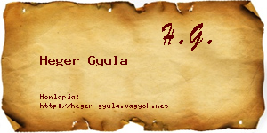 Heger Gyula névjegykártya